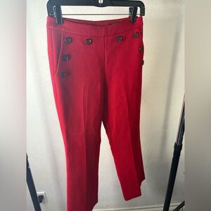 Halogen x Atlantic-Pacific Red Sailor Button Pants Size 0 High-Waist